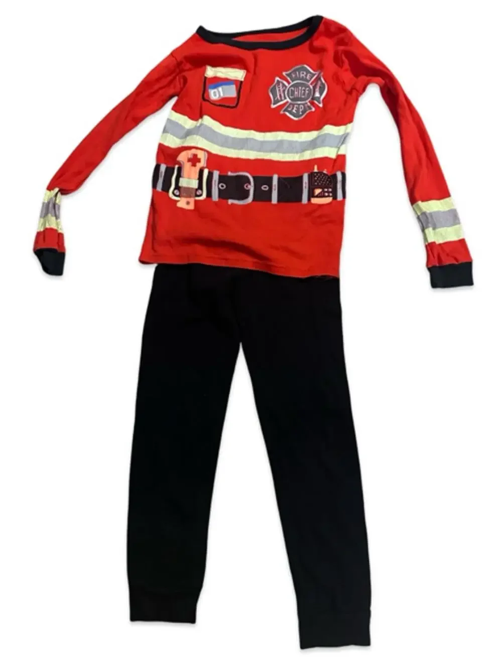OshKosh Boys Firefighter Pajama Set Size 8 Red Black